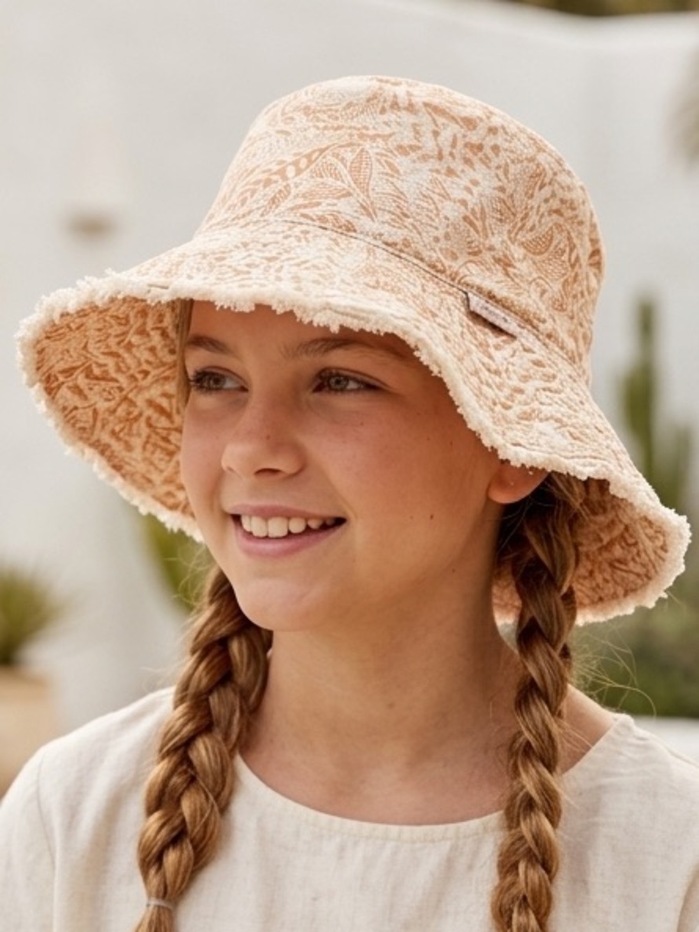 MILLYMOOK Wide-Brim SPF 50+ Sun Hat Tan Multi $30 Retail NWT